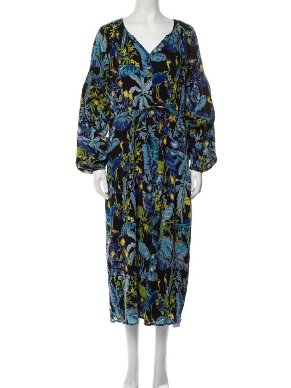 Benjanan Floral Print Long Tent Dress Small